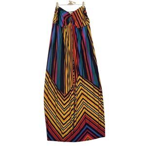Maria Gabrielle Women Size 3X Striped Multicolor Sleeveless Neck Tie Maxi Dress